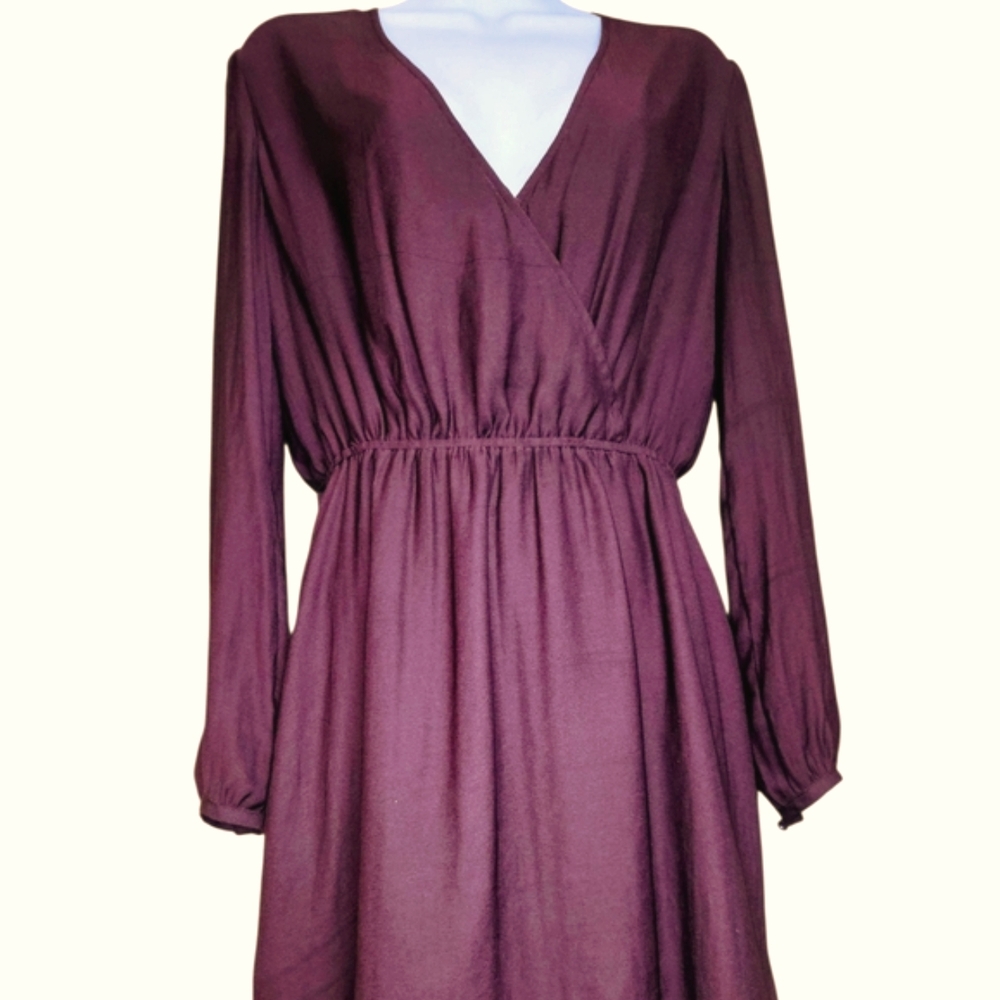 Aritzia/Talula Plum Long Sleeve Midi Dress